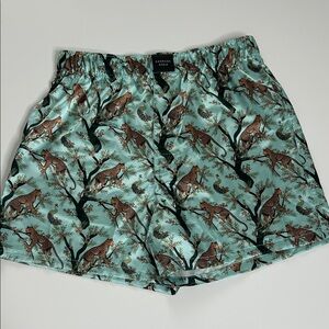 American Eagle Outfitters Teal Leopard Print Satin Shorts